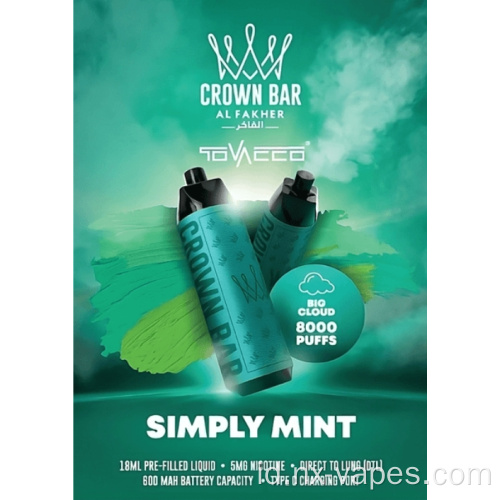 Al fakher crown bar 20mg/ml 8000 puffs vape